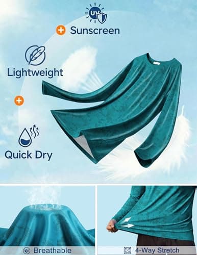 PINSPARK Men's UPF 50+ Sun Protection Shirts Quick Dry Long Sleeve Fishing Shirts for Men Lightweight Beach Swim Shirt Green - Thumbnail 5