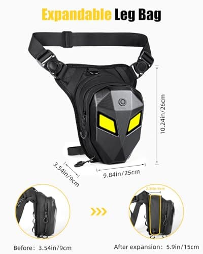 Untrxr Devil's Eyes Motorcycle Leg Bag for Men & Women,Drop Thigh Bag with Removable Leg Straps,Hard Shell for Cycling、Running、Outdoors Sports,with Multiple Pockets(Power Bank Not Included) - Thumbnail 3