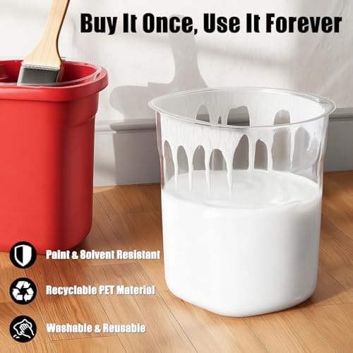HIUMTREE 48 Pcs Paint Pail Liners, Paint Bucket Liners for Paint Cups, Holds Up to a Quart of Paint or Stain, Use Solo or with a Bucket (Compatible with Model 2500-CT Style Paint Pails) - Thumbnail 2