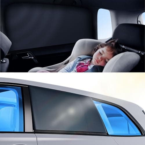 Car Window Shades for Baby, [100% UV Block & Ice-Crystal Cooling] Breathable Car Shade for Back Window Universal Fit for SUV, Sedan, Privacy & Safety (Medium), 2 Pack - Image 1