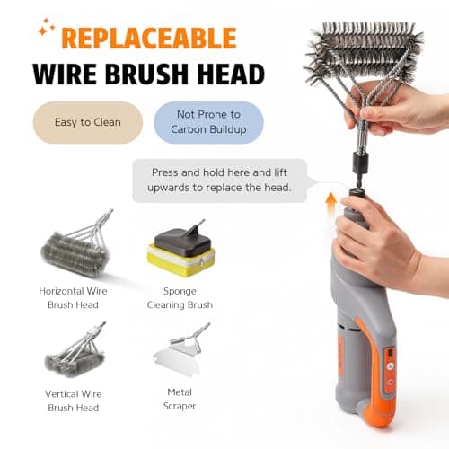 Electric Grill Brush BBQ Cleaner - Grill Cleaner, Grill Brush for Outdoor Grill, BBQ Grill Brush, 940 RPM Electric Grill Cleaner, 3 Speed Modes, Compatible with Weber, Char-Broil, Traeger & More - Thumbnail 3