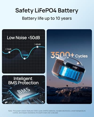 DaranEner Portable Power Station, 192Wh LiFePO4 Battery Backup w/2 300W (Surge 600W) AC Outlets, 2H Fast Charging, Power Bank for Hurricane Emergency/Home/Outdoor Camping/RVs Use - Thumbnail 6