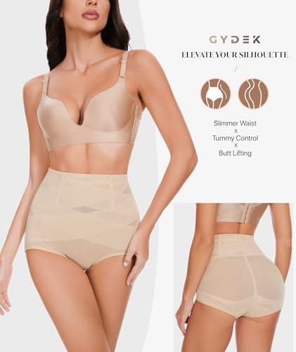GYDEK Tummy Control Shapewear Panties for Women High Waisted Body Shaper Underwear Girdle Panty Seamless Shapewear Beige - Thumbnail 2