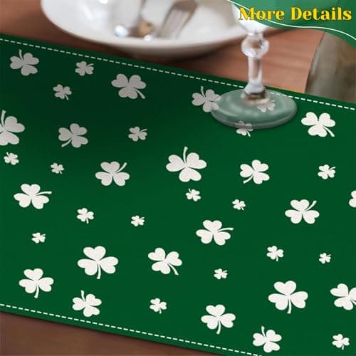 Oeyliz St Patricks Day Table Runner Shamrock St Patricks Day Decoration Table Runner Holiday Table Decorations Home Party Kitchen Dining Table Decor 13x72 Inch - Thumbnail 6