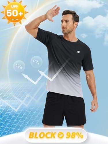 PINSPARK Crewneck Workout Shirts for Men Quick Dry Running Athletic Tee Shirts Mens Lightweight Short Sleeve Casual Basic Tops S - Thumbnail 4