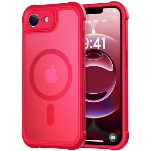 Thomo Magnetic for iPhone 17e Case/iPhone 16e Case, [Full Camera Protection] [Compatible with Magsafe] Military-Grade Shockproof, Anti-Fingerprint Translucent Matte Phone Case,Red - Image 1