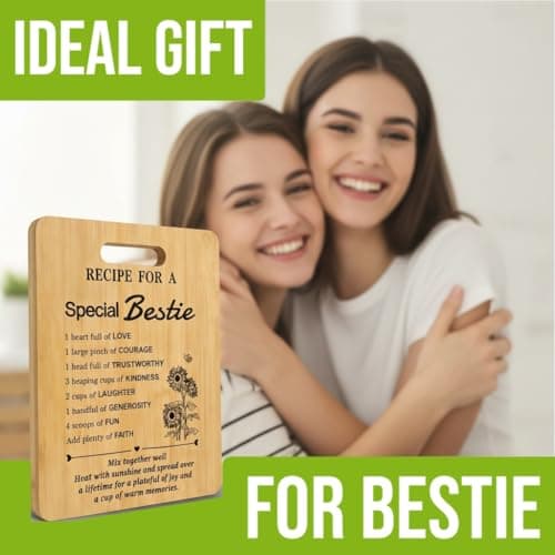 Gift for Bestie Best Friend Birthday Gifts Ideas, Recipe Cutting Board for Besties, Best Gifts for Bestie Female BFF Female Bestfriend Best Friends Gift Bamboo Cutting Board Kitchen Decor - Thumbnail 6