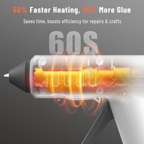 Katerk 60W Full Size Hot Glue Gun, Drip-Free 60s Fast Preheating with 15pcs Large Glue Sticks (7/16"), Heavy Duty Industrial Glue Gun Kit for Arts, Crafts DIY, Repair, Gift, Sealing, Decorating - Thumbnail 3