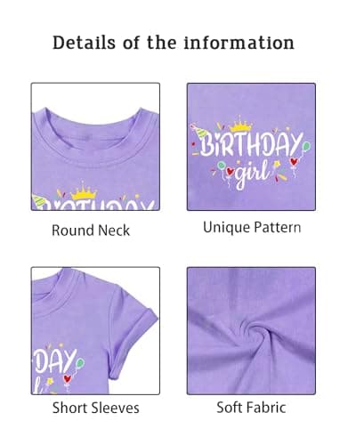 IsPICK Birthday Girl Shirt Toddler Kid Birthday Graphic Tee 4-12 Years - Thumbnail 4