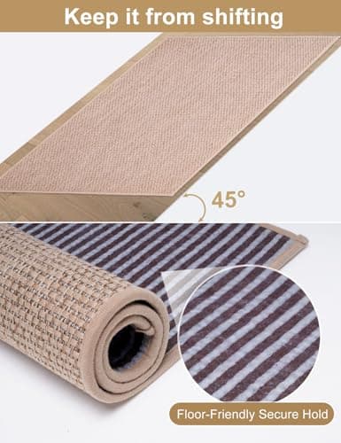 Indoor Door Mat 24"x36" - No Creases Entryway Mat, Low-Profile Dirt Trapper Front Door Mat for Inside Entrance, Non Slip Rubber Backing Inside Doormat for Entryway, Easy Clean Washable (Khaki) - Thumbnail 3