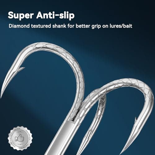 Diamond Treble Hooks 4X Strong Fishing Hooks,Fish Scale Pattern Triple Hooks Sharp Barbed/High Carbon Steel/Round Bend for Lures Freshwater Saltwater Sizes #6 - Thumbnail 3