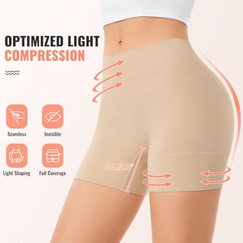 ForeverShaper Slip Shorts for Under Dresses Women, Seamless Anti Chafe Underwear Shapewear Thigh Cooling Biker Short Panties - Thumbnail 4