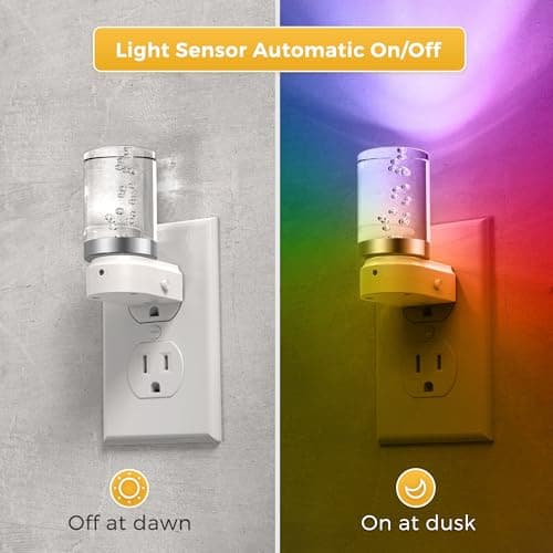 L LOHAS LED Night Light, Night Lights Plug into Wall, Color Changing Nightlight RGB with Dusk to Dawn Sensor, for Halloween, Christmas, Holiday, Hallway Bedroom Kids Room, 2 Pack - Thumbnail 2