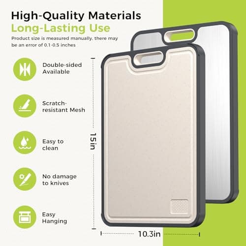 Titanium Cutting Board for Kitchen, Cutting Board Double Sided Food Grade, Pure Titanium/PP, Easy to Clean Large Size 15”×10.3” - Thumbnail 5