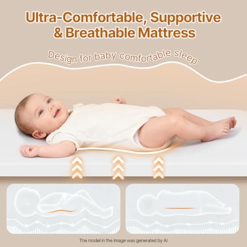 Cheermomo Baby Bassinet, 2-in-1 Baby Bassinet Bedside Crib - Thumbnail 3