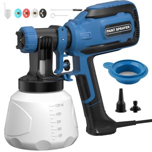 Paint Sprayer, HVLP Spray Gun with Cleaning & Blowing Joints, 4 Nozzle Sizes & 3 Spray Patterns, Easy to Clean, for Furniture, Cabinets, Decks, Walls, Doors, DIY Projects, etc. - Image 1