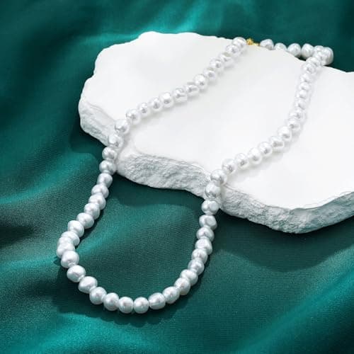 Fezodo Pearl Necklaces for Women, Dainty White Pearl Choker Necklace Tiny Small Pearls Necklace Bridesmaid Necklaces for Wedding Prom Pearls Jewelry Gifts - Thumbnail 6