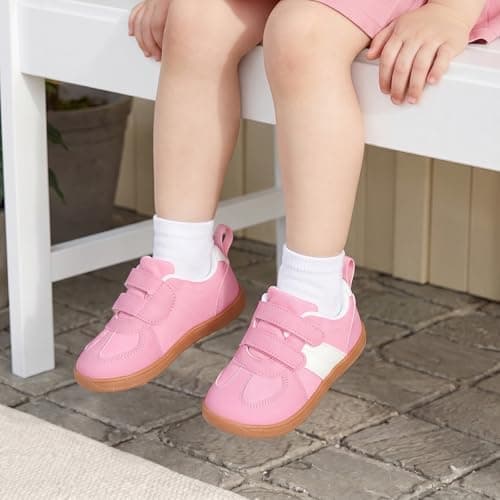 WIDE TOE BOX Toddler Girl Shoes Zero Drop Wide Barefoot Shoes Non-Slip Girls Sneakers Comfort First Walking Tennis Shoe for Preschool School Daycare Pink Toddler Size 10 - Thumbnail 2