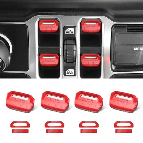 DIAMOOKY 4PCS Upgraded Window Switch Button Cover Compatible with Jeep Wrangler JL JLU 2018-2026 and Gladiator JT 2020 2021 2022 2023 2024 2025 2026 Wrangler 4xe Interior Accessories(Bright Red)