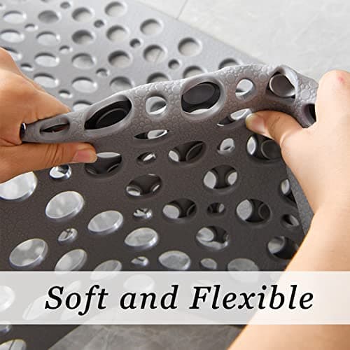 Tiamo Non Slip Large Shower Mat 35.4"*23.6", TPE Bath Mats for Inside Outside Shower,Extra Large Bathtub Mat with Suction Cups and Big Drain Holes - Thumbnail 4