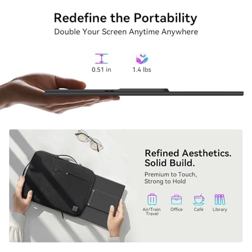 Blackview 16.1" Portable Monitor for Laptop, 1200P FHD Laptop Monitor Extender, 360° Rotating Detachable Magnetic Stand, Plug & Play with HDMI/USB-A/Type-C, Extra Screen for Windows/Mac/Linux/Android - Thumbnail 2
