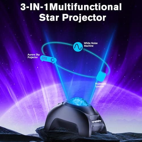 Northern Galaxy Light Aurora Projector, Star Projector with 33 Light Effects, Starry Nebula LED Lamp for Bedroom with Remote Control, White Noise, Kids/Adults Room Decor, Bluetooth Speaker for Parties - Thumbnail 6