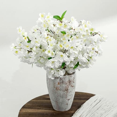 4 Pcs Artificial Cherry Blossom Branches, 27.6" Tall Artificial Silk Flowers Long Stem for Tall Vase, Realistic Fake Cherry Blossom Spring Decorations for Home Office Wedding Table Centerpiece Decor