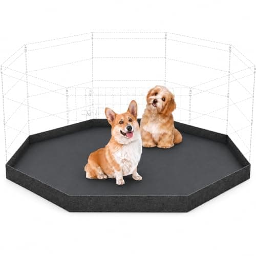 Dog Playpen Bottom Pad Cover Only, Black Replacement Floor Liner for 8-Panel 24 Inch Pet Playpen, Washable Bottom Tray Cover for Small Medium Dogs, Indoor Outdoor Use, Playpen Not Included
