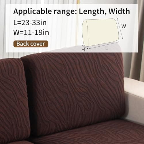 UWWGKK Stretch Couch Cover for Sectional Sofa - Multiple Patterns & Colors,Sofa Cover Design for Backrest,Coffee SBW Backrest Cushion(1 Pcs) - Thumbnail 5