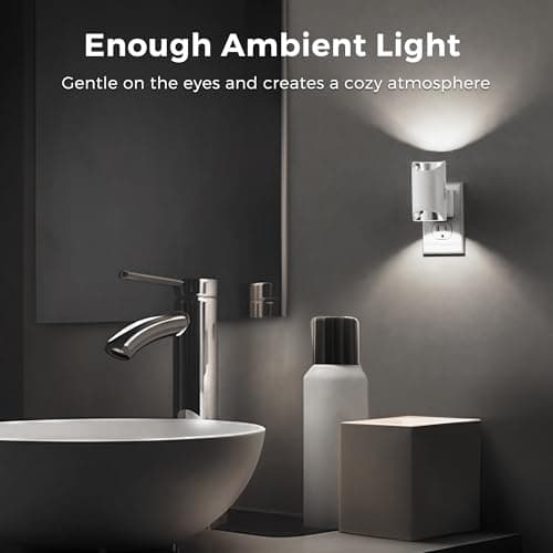L LOHAS LED Night Light, Night Lights Plug into Wall, 5000K Daylight White, Dimmable Night Light 0-100LM with Light Sensor, Plug in Night Light for Hallway Bathroom Kitchen, 2 Pack - Thumbnail 4