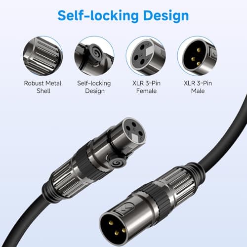 Caiord XLR Microphone Cables, 1 Pack 3 Feet Oxygen-Free Copper 3-Pin Male to Female Microphone Cable for Speaker, PA System, Podcast Audio Mixer, Studio Monitors, Audio Recording and More - Thumbnail 4