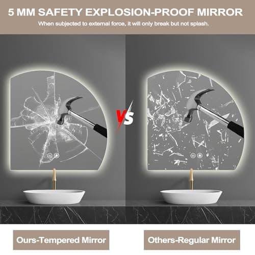 Led Bathroom Mirror with Lights, 36"×36" Smart Backlit Vanity Mirrors with Anti-Fog, Large Irregular Modern Lighted Bathroom Mirror for Wall,Dimmable, 3 Colors Light, Shatterproof - Thumbnail 6