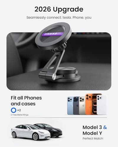 LOXP Upgrade Tesla Phone Mount [Strong Magnetic & Foldable] MagSafe Car Mount for Tesla Model 3/Y/Juniper, 360 Rotating Tesla Phone Holder Fits for iPhone 17 16 15 Pro Max, Tesla Accessories - Thumbnail 5