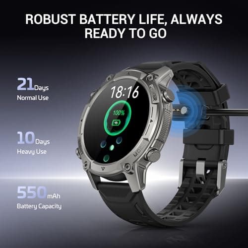 2026 Smart Watch for Men, Standalone GPS & Offline Maps, 5ATM Waterproof, 1.43" AMOLED, 4GB RAM, 178 Sports Modes, Compass, Heart Rate/SpO2/Stress/All-Day Sleep Monitor, Compatible Android iOS Black - Thumbnail 6