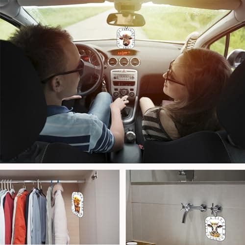 Highland Cow Car Air Fresheners, Cute Cow Print Stuff Hanging Car Accessories Merch Stuffed Animals Decor Gifts 6 Pack for Women Men Home Decorations Party - Thumbnail 5