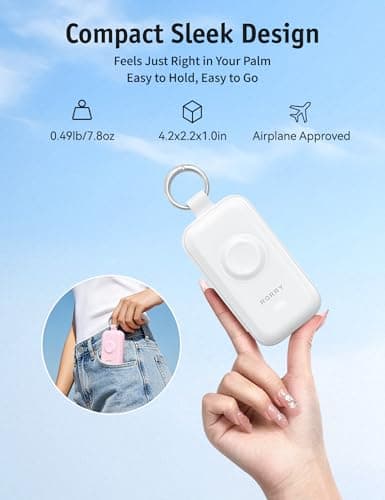 RORRY CharmGo Portable Charger 45W Fast Charging, 10000mAh Keychain Power Bank with Built-in Cables, Battery Pack for iPhone 17/16/15/14/13/12/11 Pro/Max and Apple Watch Ultra/11/10/9/SE, iPad - Thumbnail 6