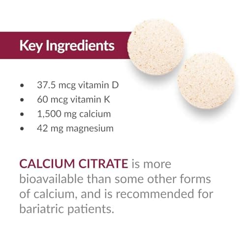 Bariatric Advantage Calcium Citrate Chewable 500mg with Vitamin D3 for Bariatric Surgery Patients Including Gastric Bypass and Sleeve Gastrectomy, Low Sugar - Cinnamon Flavor, 90 Count - Thumbnail 6
