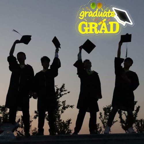 LED Neon Congrats Grad Signs Dimmable Graduation Party Decoration for Prom Party, Class of 2026 Celebrations, Graduation Gift for Boys Girls-15.8x9.6 IN-USB Powered-Acrylic - Thumbnail 2