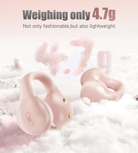 King Lucky i21 Open Ear Clip On Earbuds Wireless Bluetooth Ear Clip Headphones with Mic,Noise Cancelling, Waterproof IPX4,for Small Ears,Perfect for Running,Sports,Glasses Wearers (Pink) - Thumbnail 3