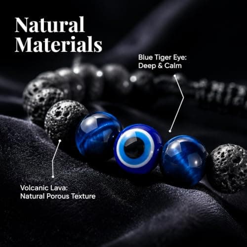 Evil Eye Bracelets for Men Women,Tigers Eye Bracelets for Men,Easter Basket Stuffers,St Patricks Accessories,Graduation Gifts for Her/Him - Thumbnail 3