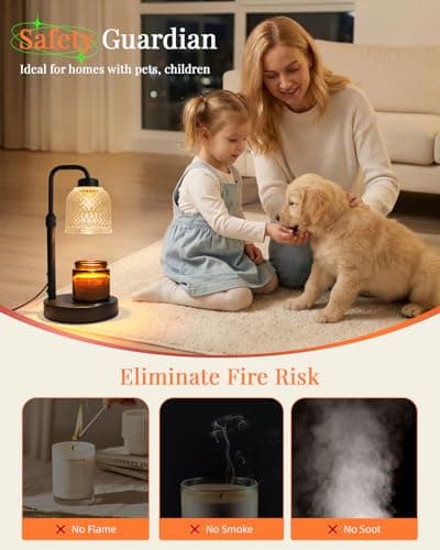 AIFEI Candle Warmer Lamp with Timer, Dimmable Adjustable Height Candle Lamp, Birthday Gifts for Women Mom Sister Friends, House Warming Gifts New Home, Candle Lamp Warmer with 2 Bulbs - CoalBlack - Thumbnail 2