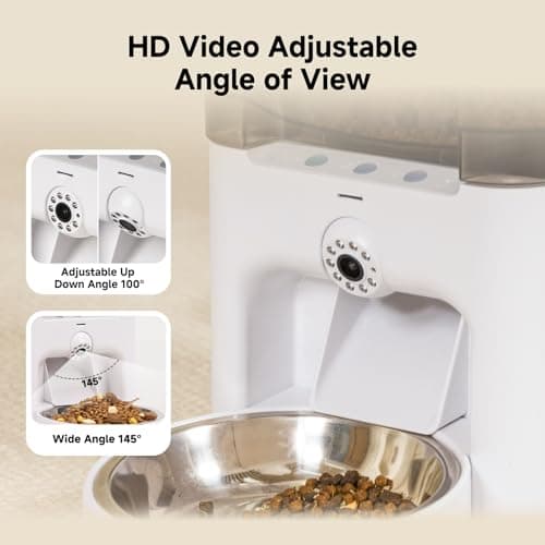 TENECUTE Automatic Cat Feeder with Camera, 6L Cat Food Dispenser, Scheduled Auto Pet Feeder, Smart App Remote Monitoring with Night Vision, 5G/2.4G WiFi, Low Food Alerts,2-Way Audio - Thumbnail 3