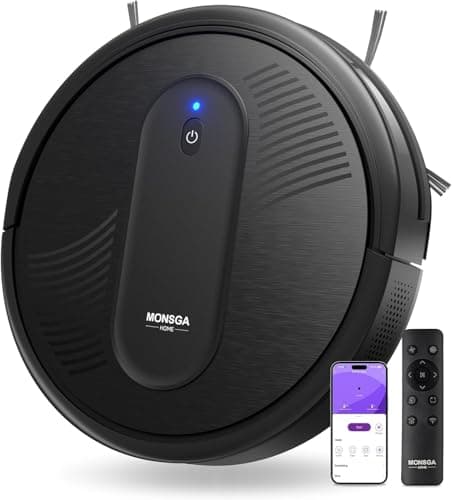 MONSGA Robot Vacuum Cleaner, 4000Pa Powerful Suction Robotic Vacuum, 3.2" Super-Slim, 140Min Runtime, Vacuum Robot for Hard Floor/Low Pile Carpet/Pet Hair, Remote/App/Voice Control, Schedule Clean - Image 1