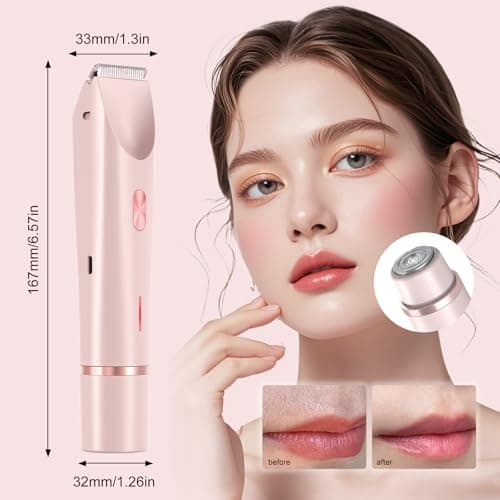 Dermave Bikini Shaver,Bikini Trimmer for Women,2 in 1 Dual Head Waterproof & Painless Electric Razors for Pubic Hair(Pink) - Thumbnail 6
