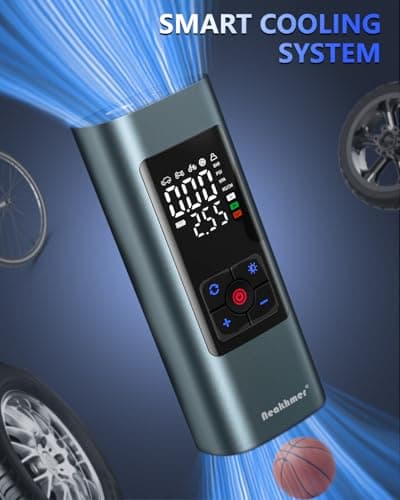 Tire Inflator Portable Air Compressor: Cordless Air Pump for Car Tires 150PSI - Tire Pump with Pressure Gauge for Car Bike Motorcycle Balls (Grey Blue) - Thumbnail 6