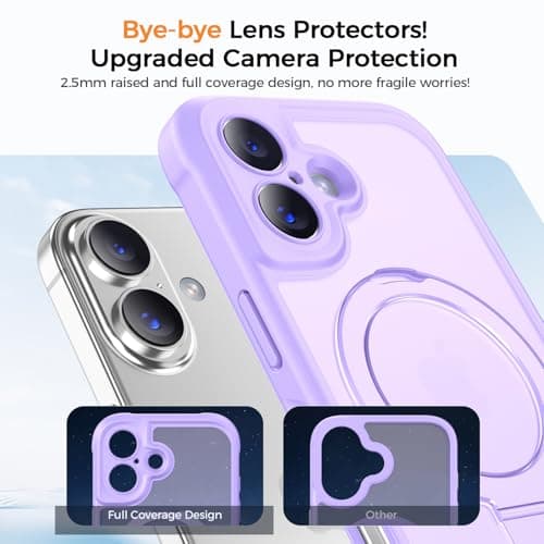 MOCCA Design for iPhone 17 Case, Compatible with Magsafe [Premium Invisible Magnetic Ring Stand] [Military Drop Protection] Full Camera Guard Translucent Matte Slim Phone Cover 6.3",Light Purple - Thumbnail 3