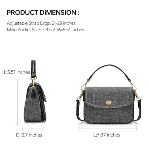 Goinsound Shoulder Crossbody Purse - Trendy Canvas Women's Shoulder Handbags with Adjustable Strap (Black) - Thumbnail 4