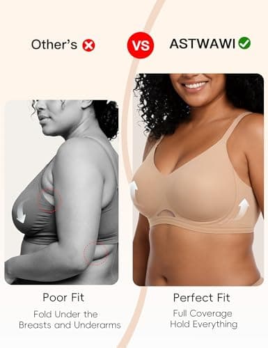ASTWAWI Plus Size Invisible Bra Seamless Wireless Minimizer Jelly Bra No Underwire Supportive, Skin, XX-Large - Thumbnail 5