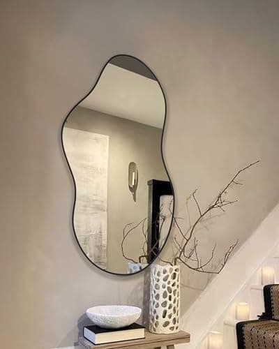 potijo Irregular Wall Mirror 20×36 Inch Wall Mirrors Decorative Black Modern Asymmetrical Abstract Mirror for Bathroom Bedroom Living Room Entryway Hallway - Thumbnail 5
