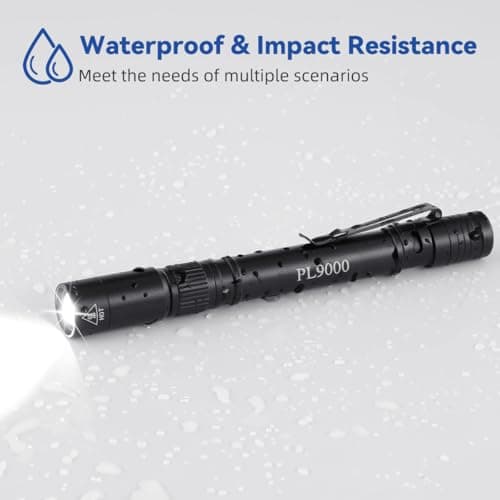 2Pack Pen Flashlight Rechargeable PL9000, 5Mode Bright Pen Light Flashlight High Lumens, Waterproof Pocket Flashlights, EDC Adjustable Tactical Flash Light, LED Small Lights with Clip for Emergencies - Thumbnail 6